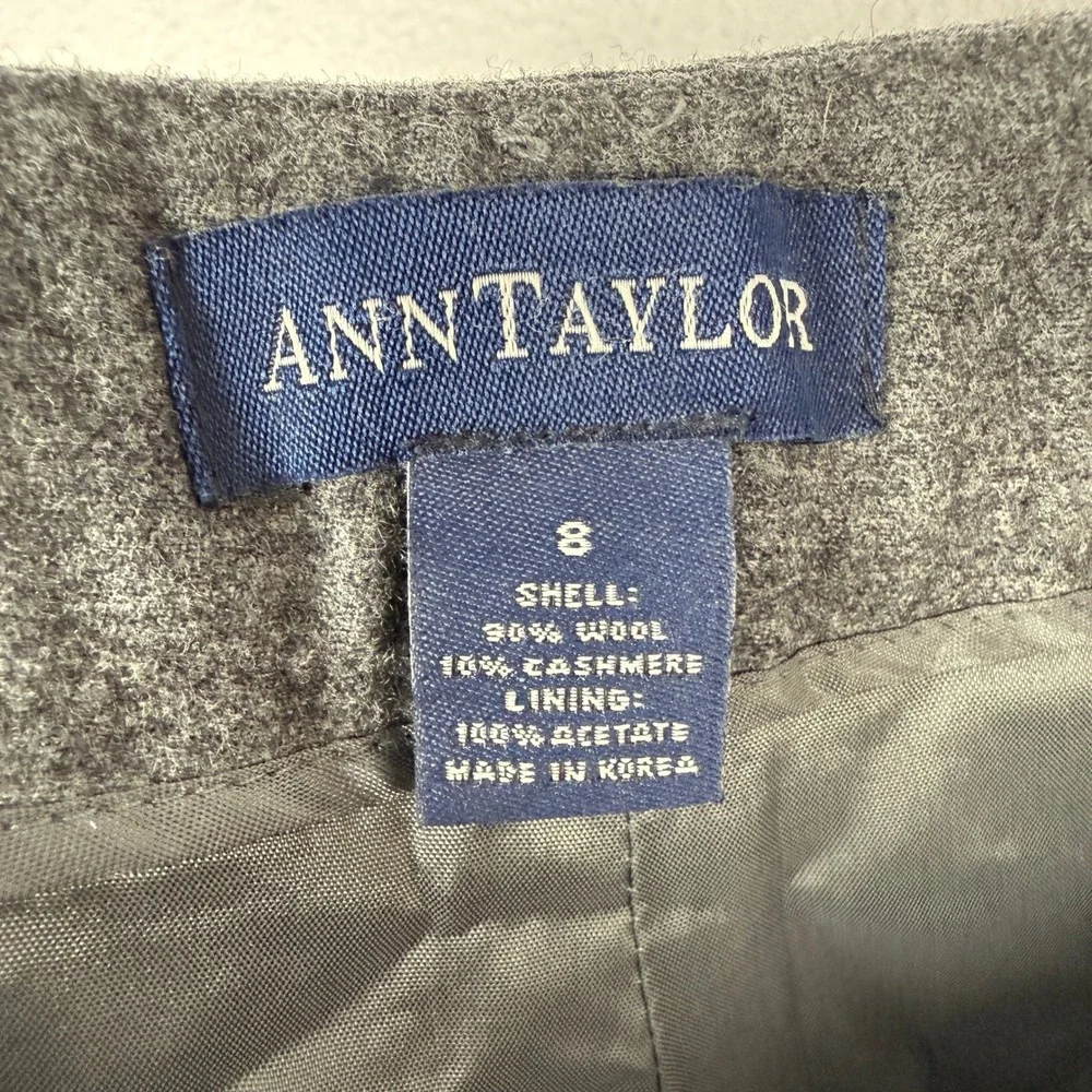 Ann Taylor Gray Wool Cashmere Blend Cuffed Straight Leg Dress Pants Womens 8